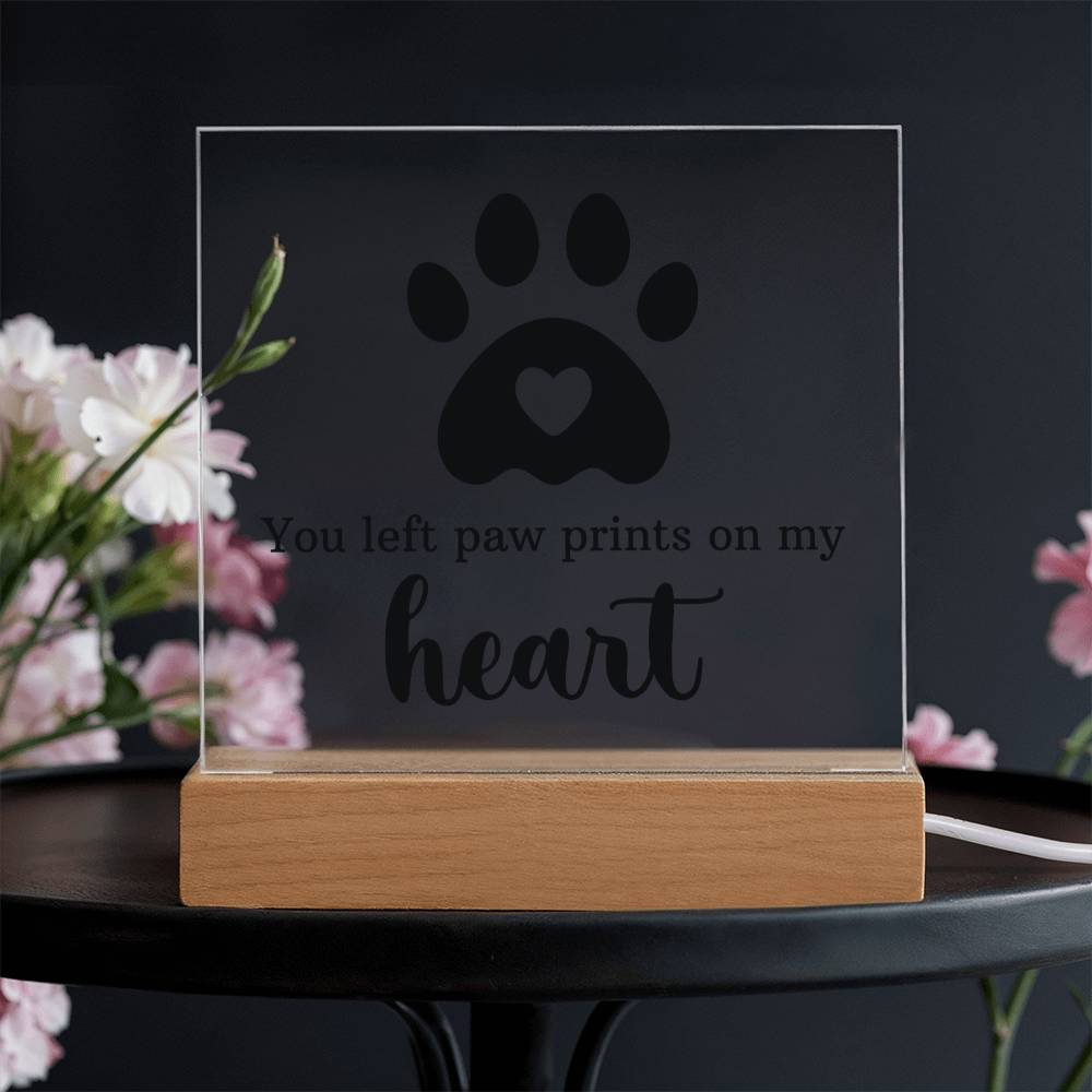 Pawprints in My Heart Keepsake Acrylic Plaque | Pet Memorial Gift