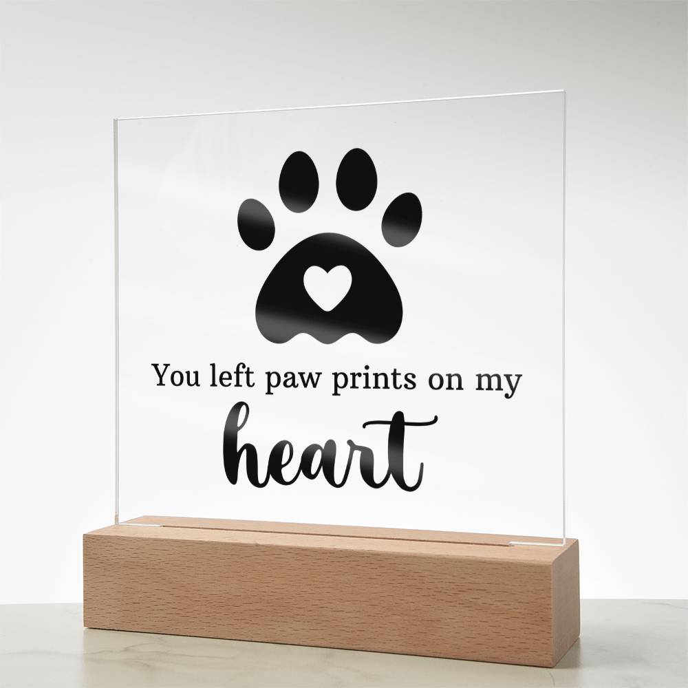 Pawprints in My Heart Keepsake Acrylic Plaque | Pet Memorial Gift