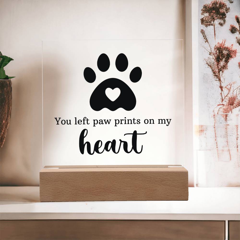 Pawprints in My Heart Keepsake Acrylic Plaque | Pet Memorial Gift