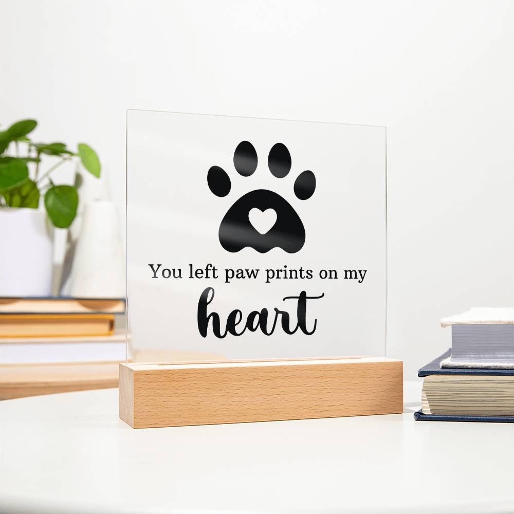 Pawprints in My Heart Keepsake Acrylic Plaque | Pet Memorial Gift