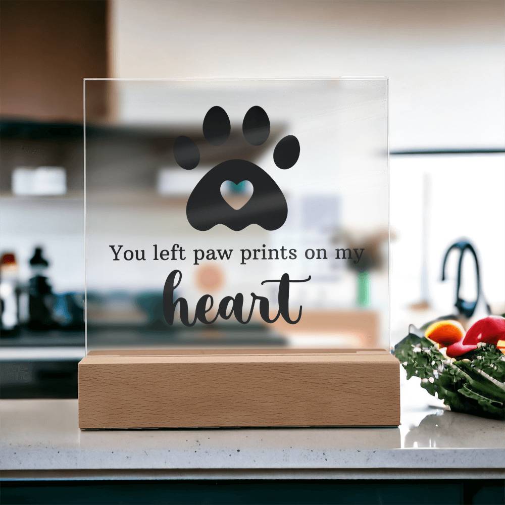 Pawprints in My Heart Keepsake Acrylic Plaque | Pet Memorial Gift