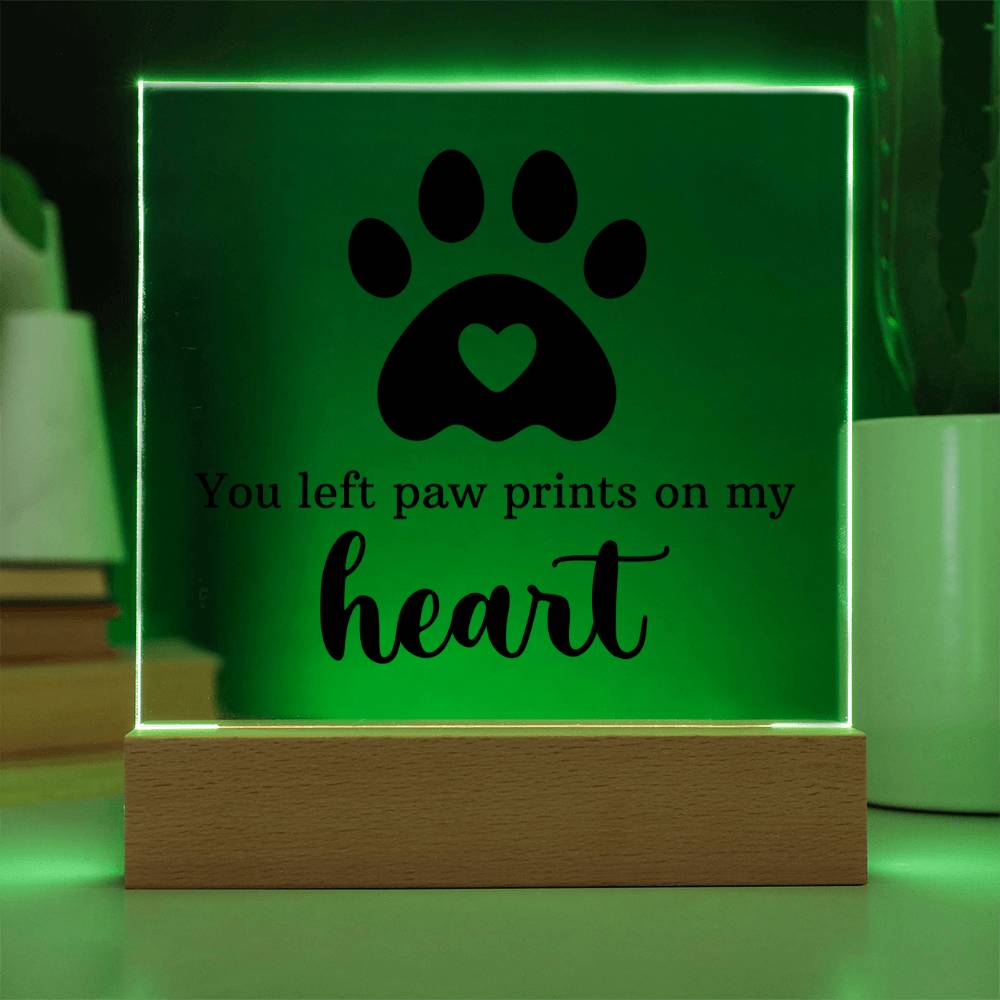 Pawprints in My Heart Keepsake Acrylic Plaque | Pet Memorial Gift