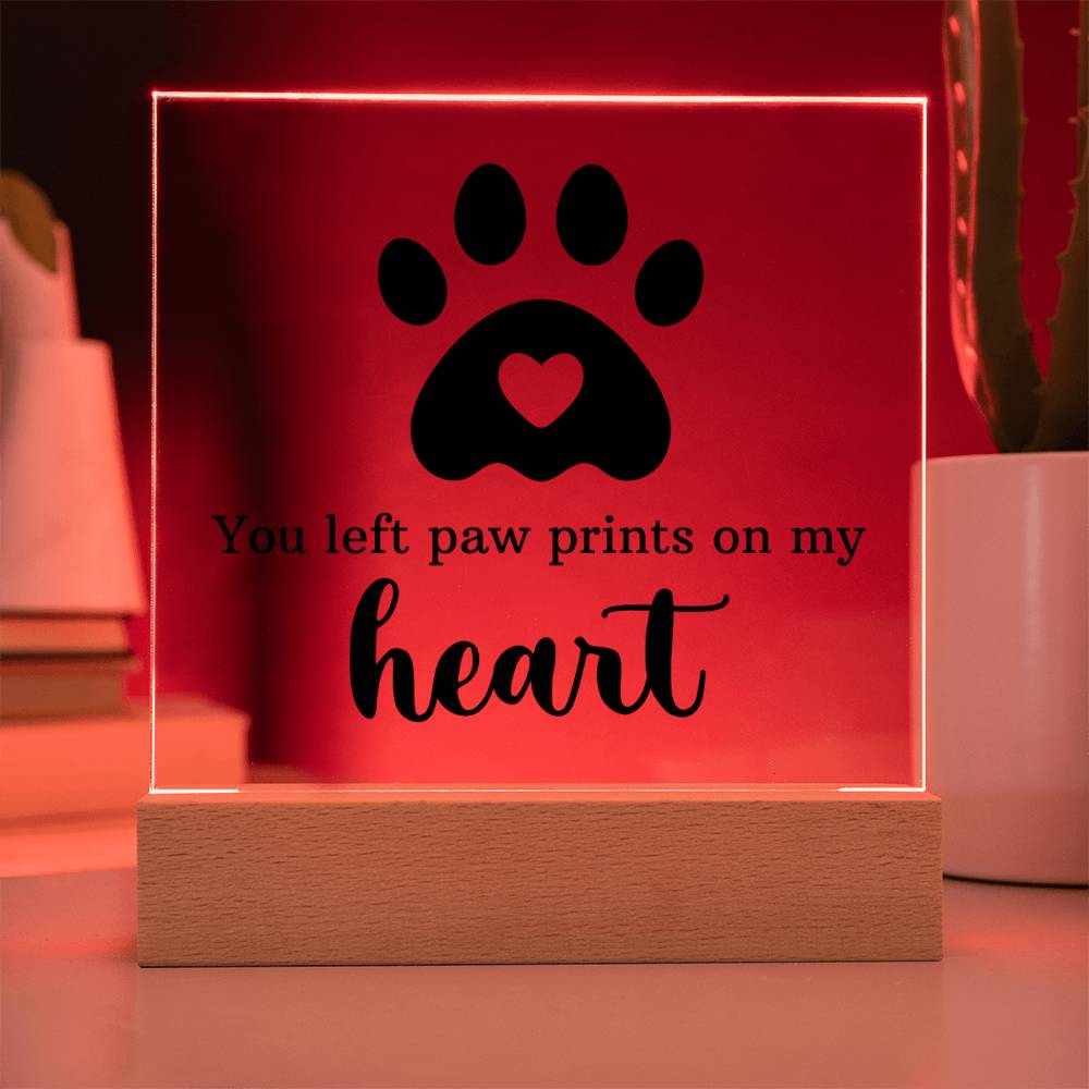 Pawprints in My Heart Keepsake Acrylic Plaque | Pet Memorial Gift