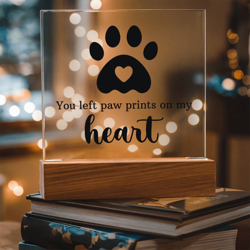 Pawprints in My Heart Keepsake Acrylic Plaque | Pet Memorial Gift