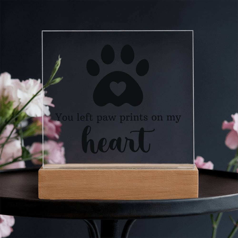 Pawprints in My Heart Keepsake Acrylic Plaque | Pet Memorial Gift