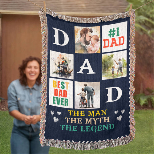 Best Dad Ever Woven Blanket | 100% Cotton | Father's Day Gift