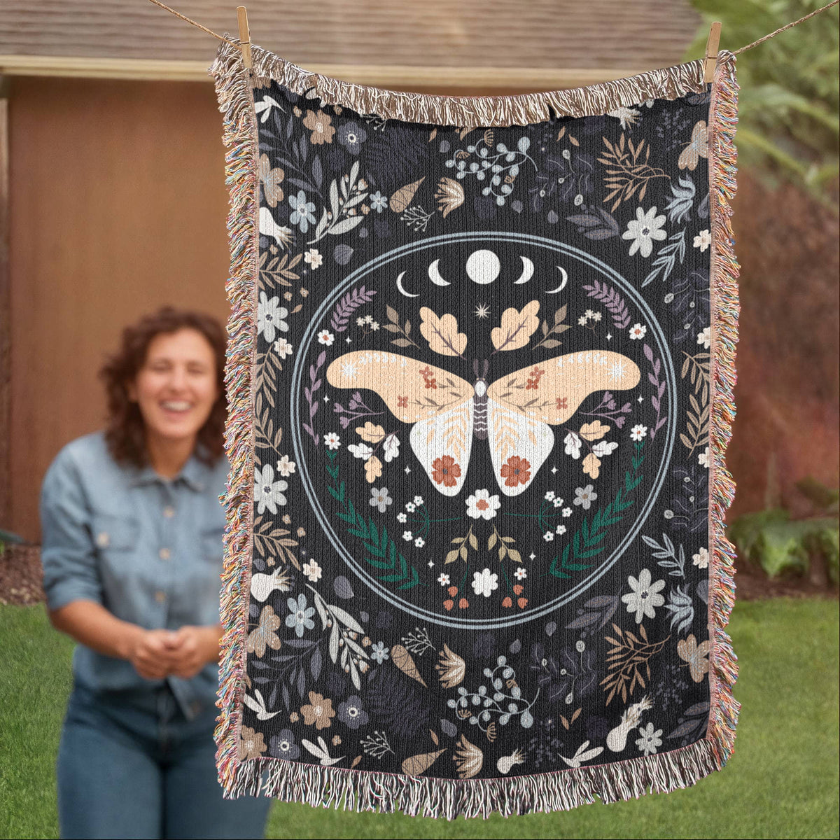 Bohemian Butterfly Woven Blanket | 100% Cotton | Boho Home Decor Gift