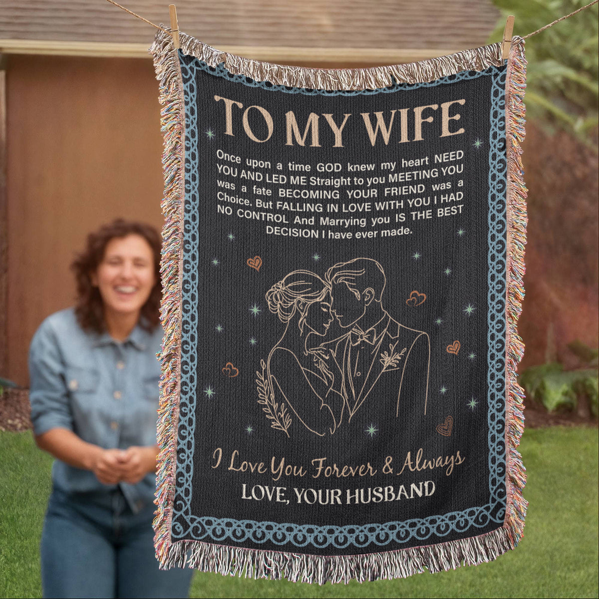 To My Wife — Heirloom Woven Blanket | Romantic Anniversary Gift | 100% Cotton