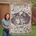 Snuggling Kitties Woven Blanket | 100% Cotton | Cat Lover Gift