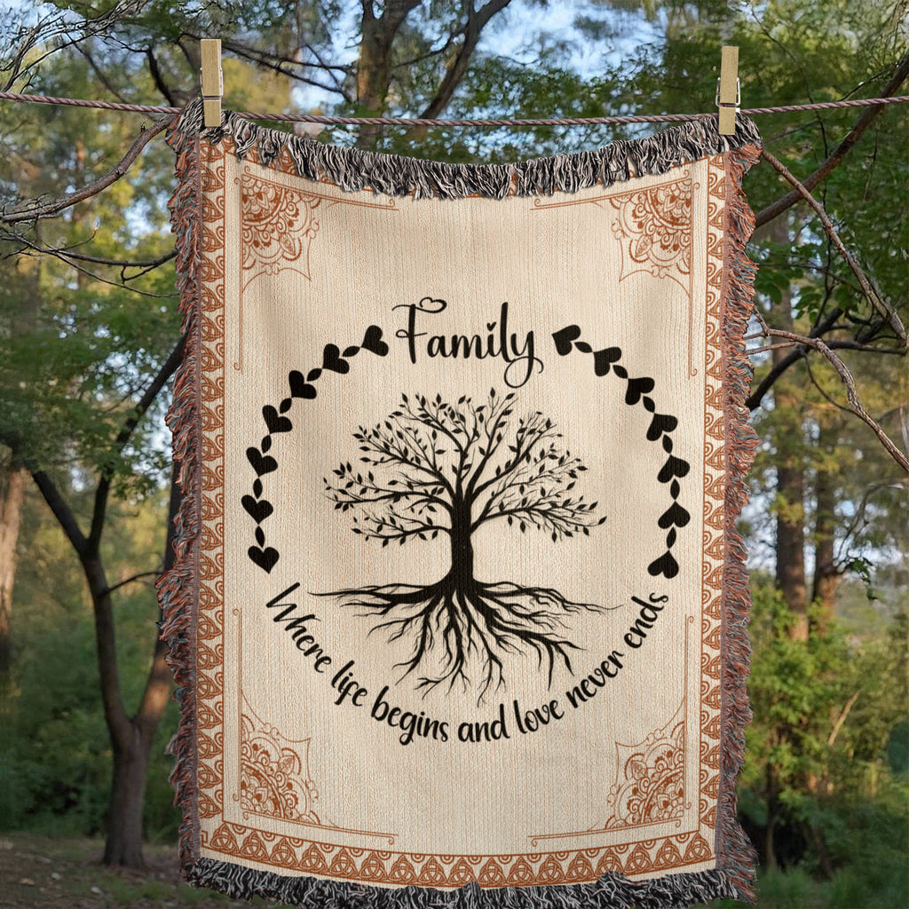Celtic Tree of Life Woven Blanket | 100% Cotton | Family Heritage Gift