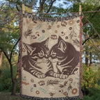 Snuggling Kitties Woven Blanket | 100% Cotton | Cat Lover Gift