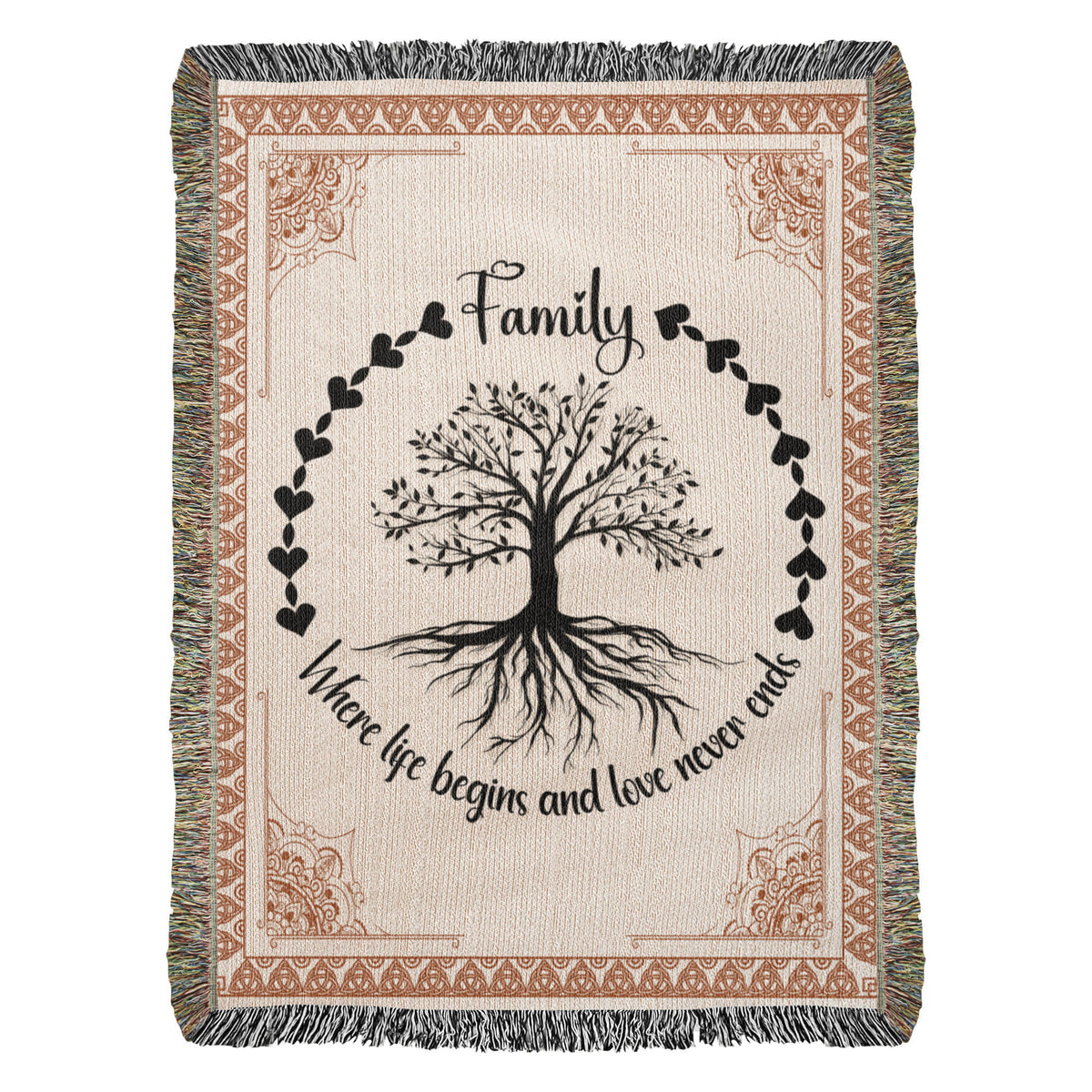 Celtic Tree of Life Woven Blanket | 100% Cotton | Family Heritage Gift