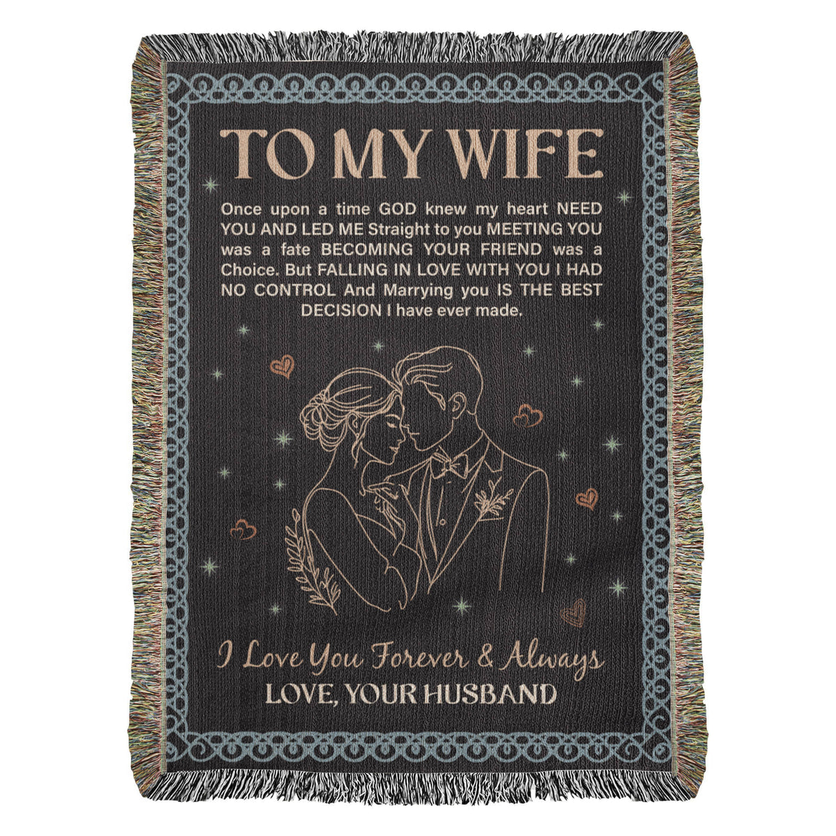 To My Wife — Heirloom Woven Blanket | Romantic Anniversary Gift | 100% Cotton