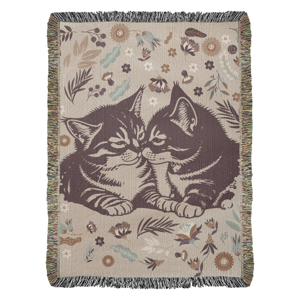 Snuggling Kitties Woven Blanket | 100% Cotton | Cat Lover Gift