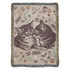 Snuggling Kitties Woven Blanket | 100% Cotton | Cat Lover Gift