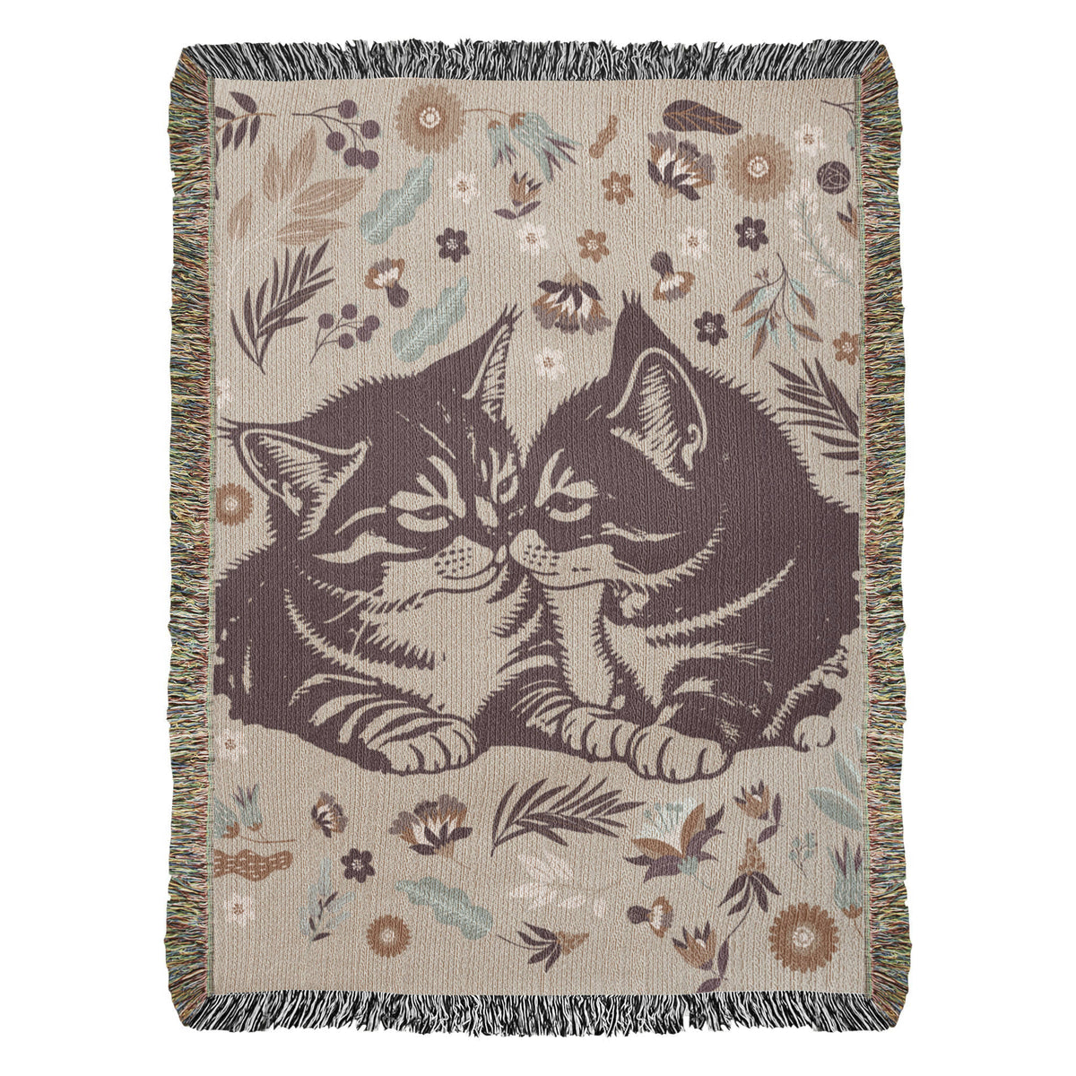 Snuggling Kitties Woven Blanket | 100% Cotton | Cat Lover Gift
