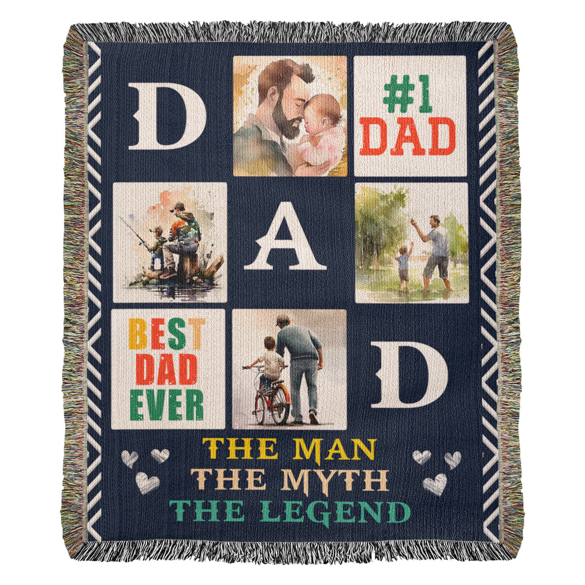 Best Dad Ever Woven Blanket | 100% Cotton | Father's Day Gift