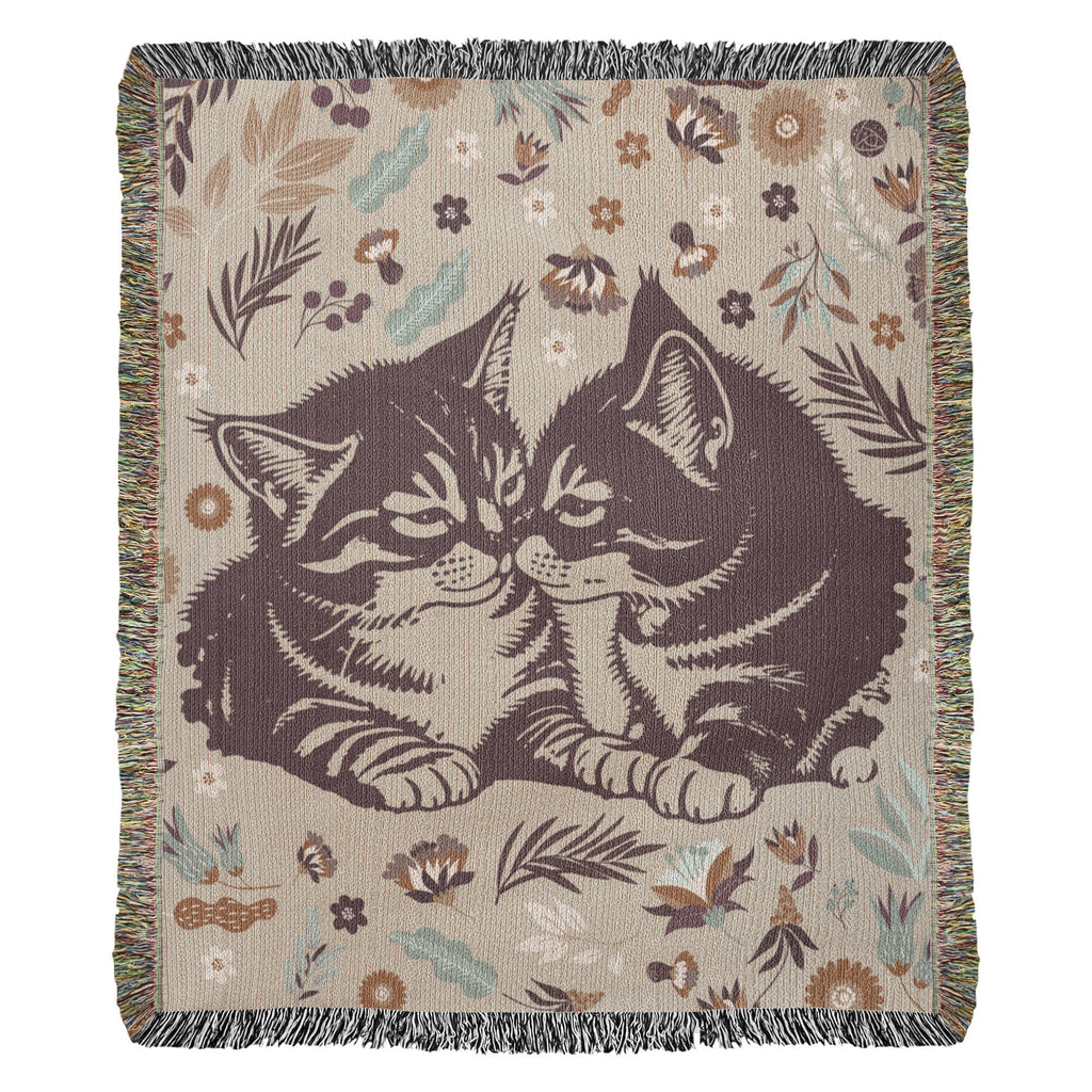 Snuggling Kitties Woven Blanket | 100% Cotton | Cat Lover Gift