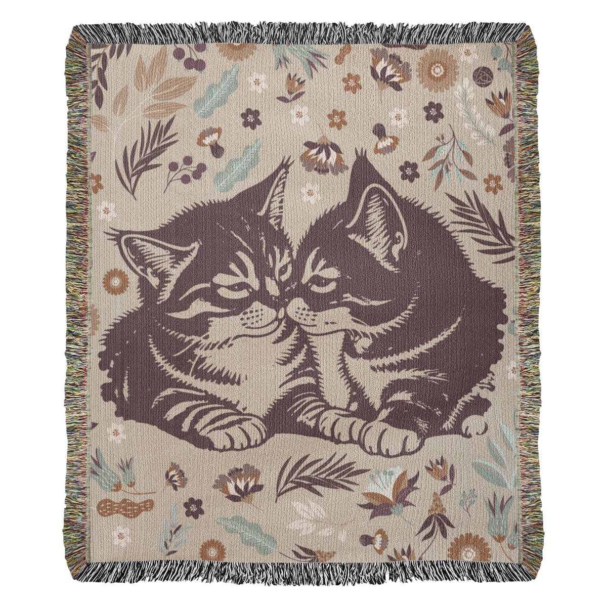 Snuggling Kitties Woven Blanket | 100% Cotton | Cat Lover Gift
