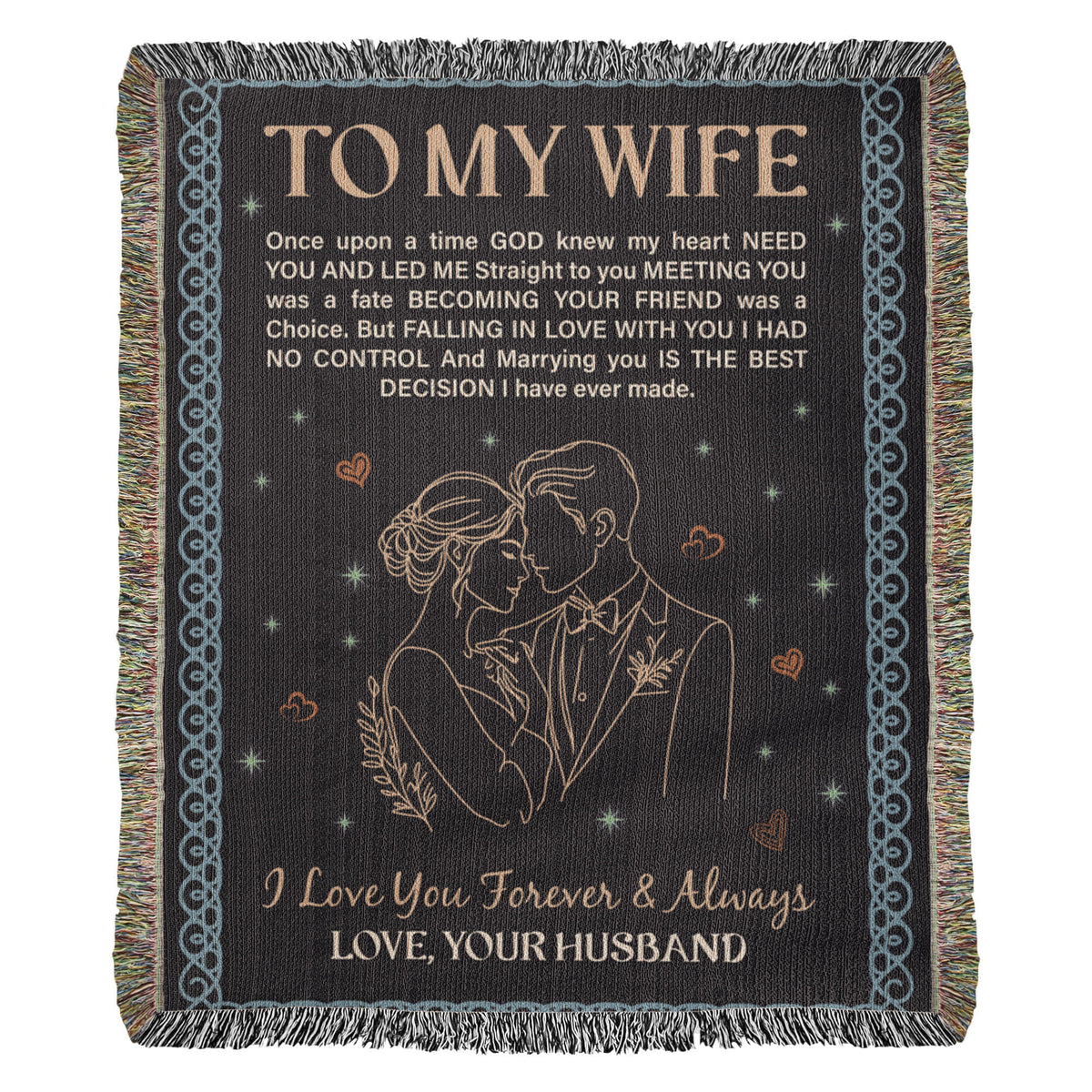 To My Wife — Heirloom Woven Blanket | Romantic Anniversary Gift | 100% Cotton