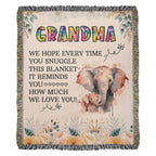 Grandma Elephant Woven Blanket | 100% Cotton | Gift for Grandmother