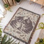 Snuggling Kitties Woven Blanket | 100% Cotton | Cat Lover Gift