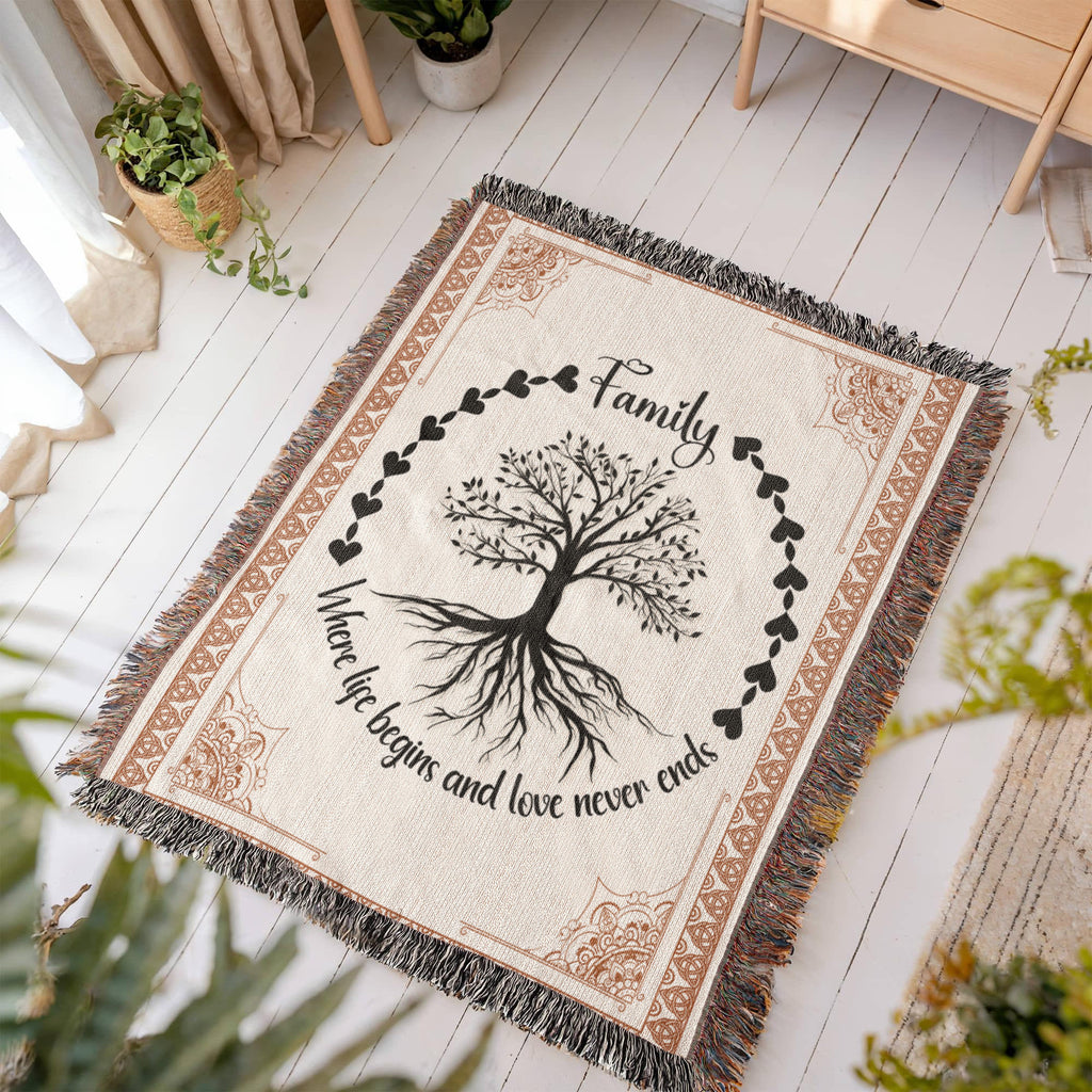 Celtic Tree of Life Woven Blanket | 100% Cotton | Family Heritage Gift