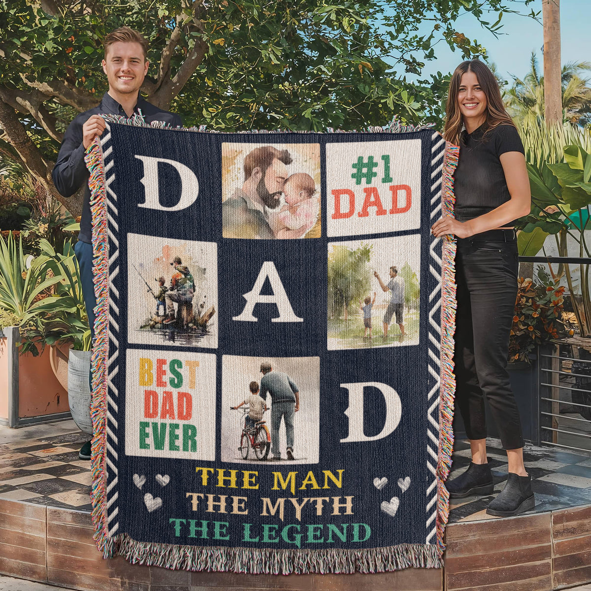 Best Dad Ever Woven Blanket | 100% Cotton | Father's Day Gift