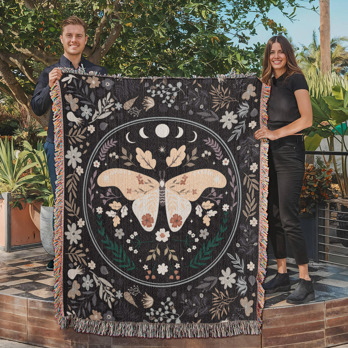 Bohemian Butterfly Woven Blanket | 100% Cotton | Boho Home Decor Gift