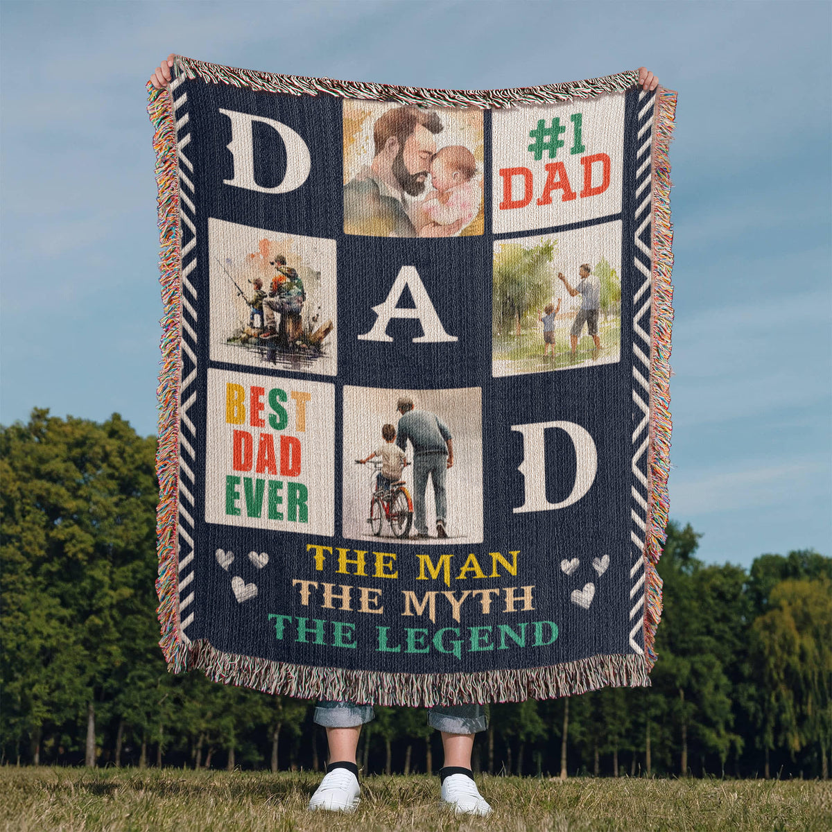 Best Dad Ever Woven Blanket | 100% Cotton | Father's Day Gift