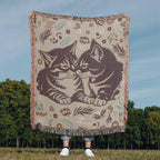 Snuggling Kitties Woven Blanket | 100% Cotton | Cat Lover Gift