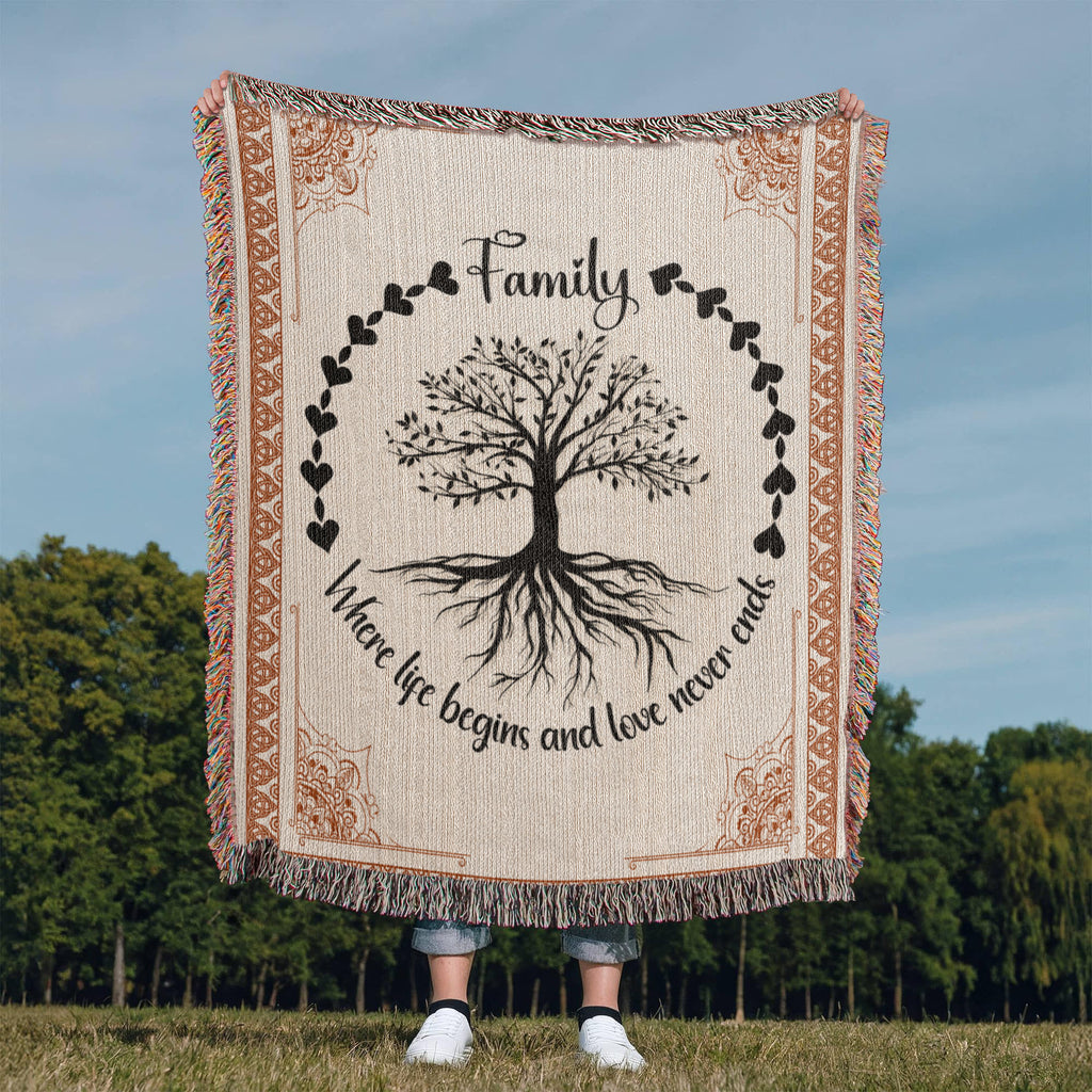 Celtic Tree of Life Woven Blanket | 100% Cotton | Family Heritage Gift