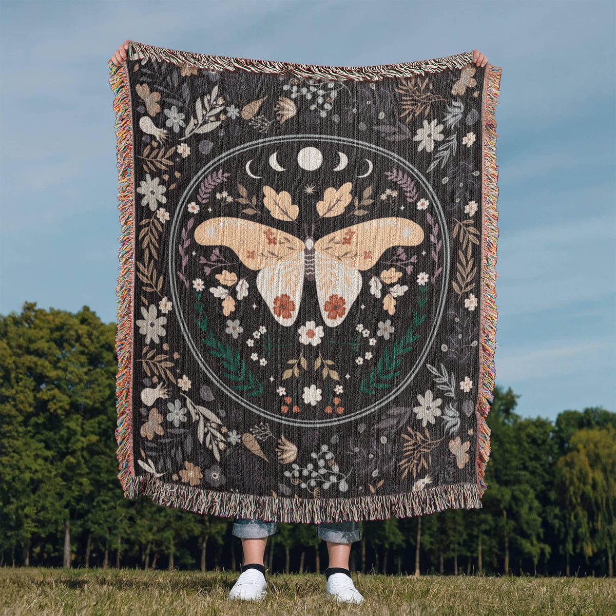 Bohemian Butterfly Woven Blanket | 100% Cotton | Boho Home Decor Gift