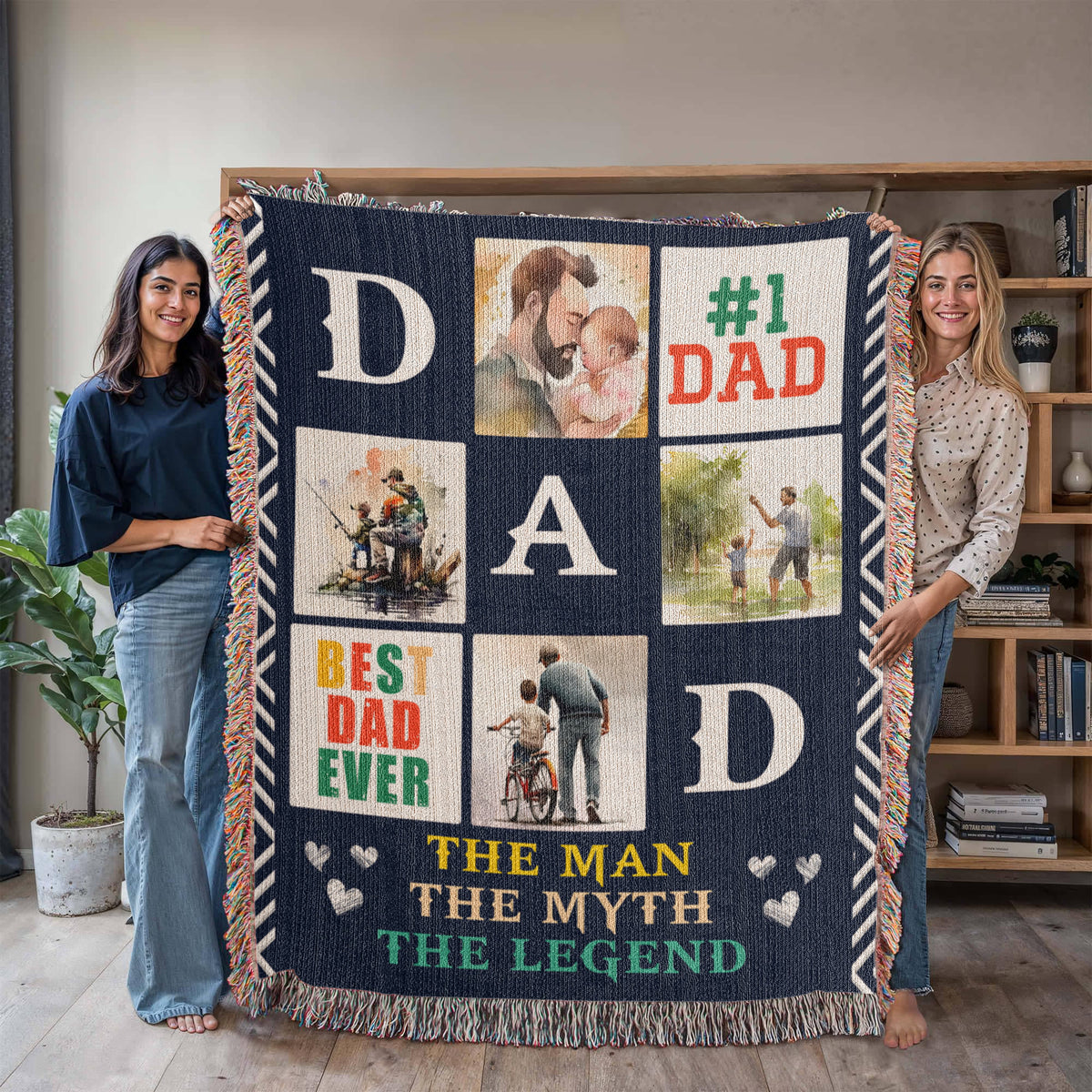 Best Dad Ever Woven Blanket | 100% Cotton | Father's Day Gift