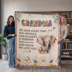 Grandma Elephant Woven Blanket | 100% Cotton | Gift for Grandmother