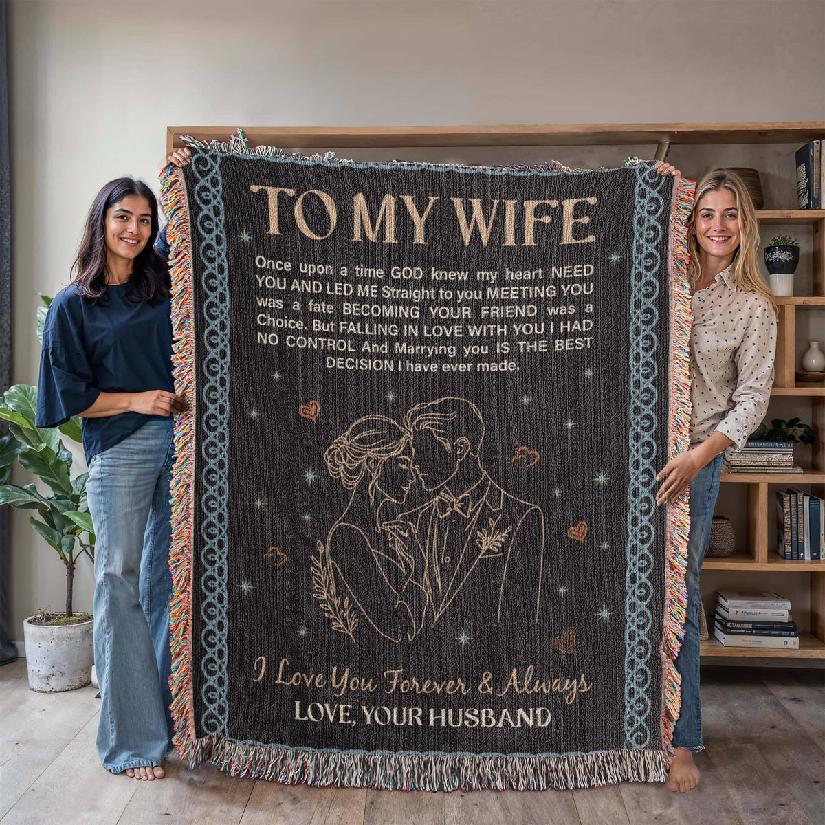 To My Wife — Heirloom Woven Blanket | Romantic Anniversary Gift | 100% Cotton