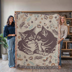 Snuggling Kitties Woven Blanket | 100% Cotton | Cat Lover Gift