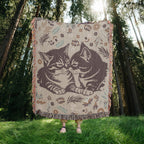 Snuggling Kitties Woven Blanket | 100% Cotton | Cat Lover Gift