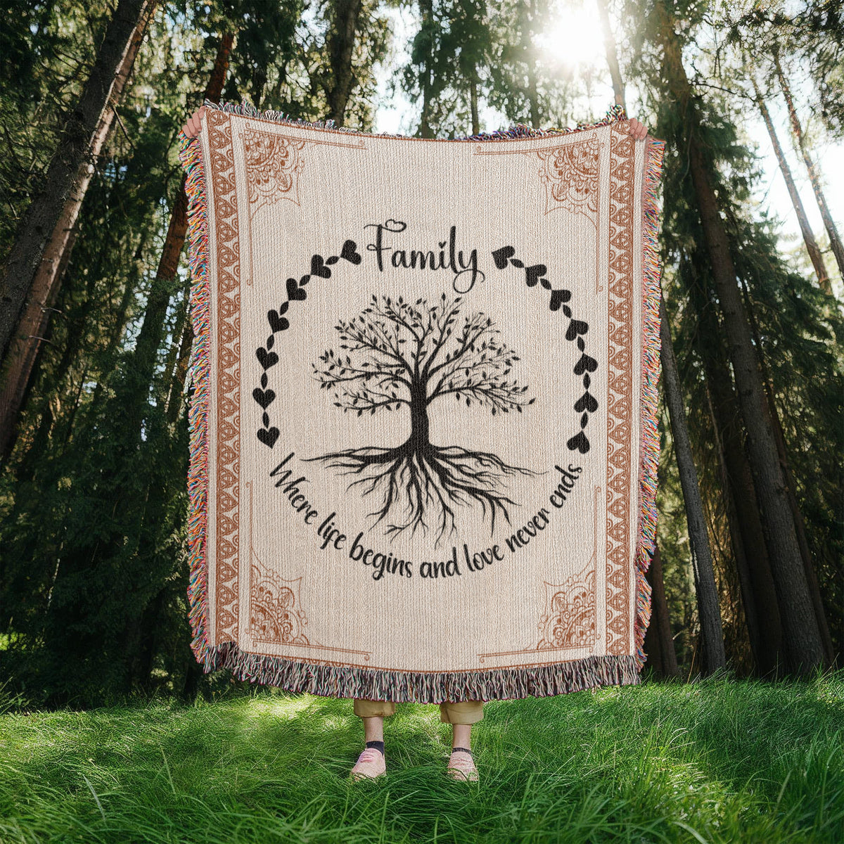 Celtic Tree of Life Woven Blanket | 100% Cotton | Family Heritage Gift