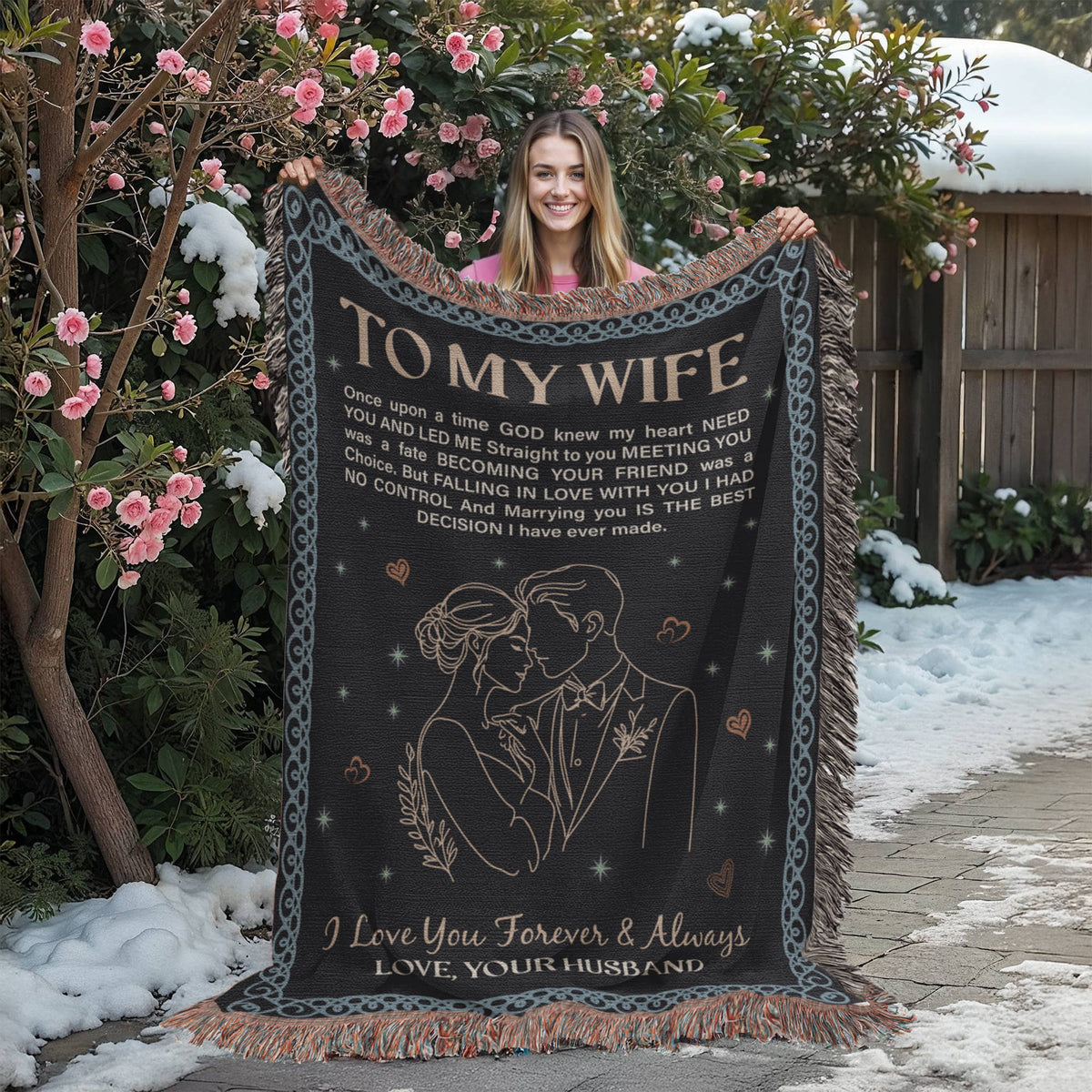 To My Wife — Heirloom Woven Blanket | Romantic Anniversary Gift | 100% Cotton