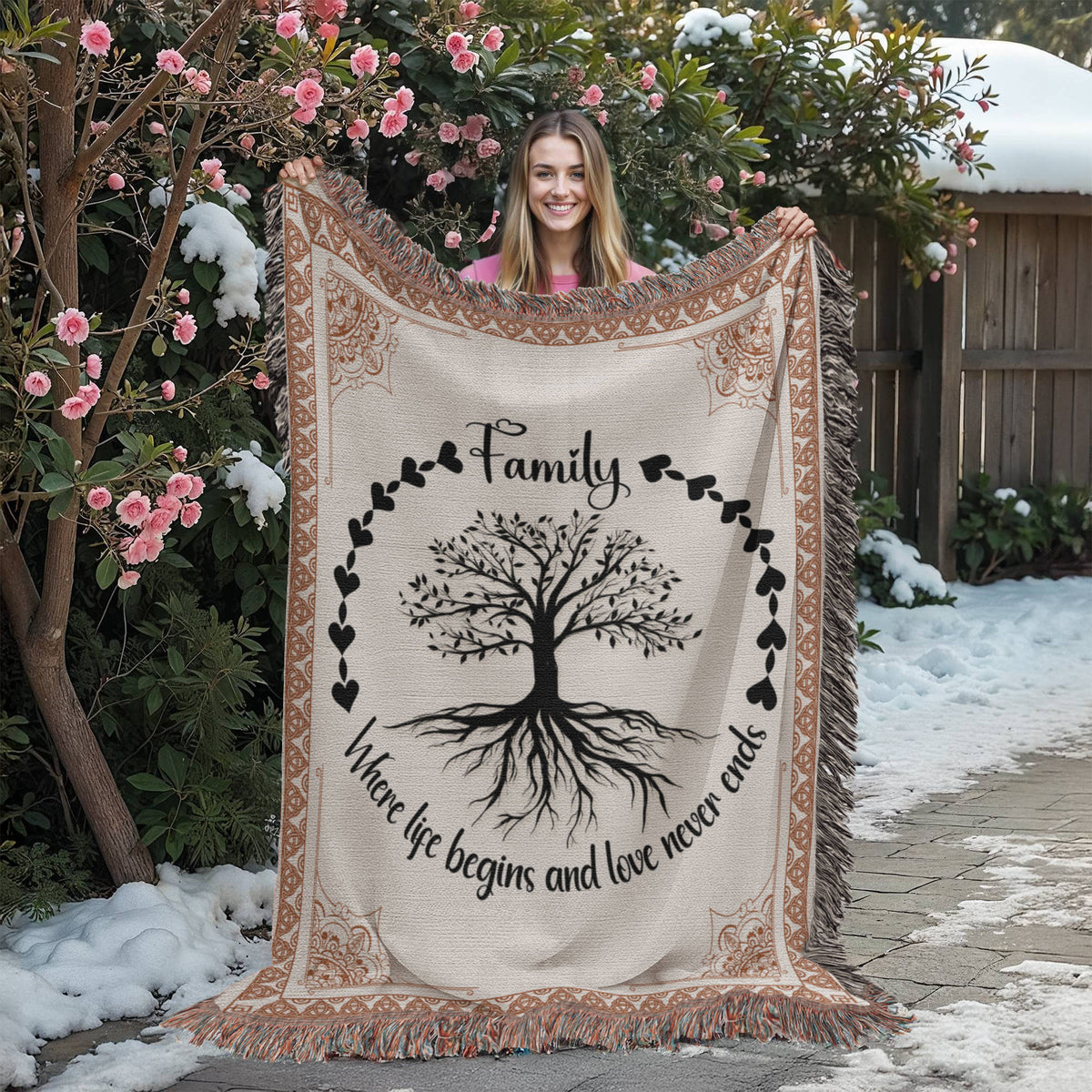Celtic Tree of Life Woven Blanket | 100% Cotton | Family Heritage Gift