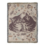 Snuggling Kitties Woven Blanket | 100% Cotton | Cat Lover Gift