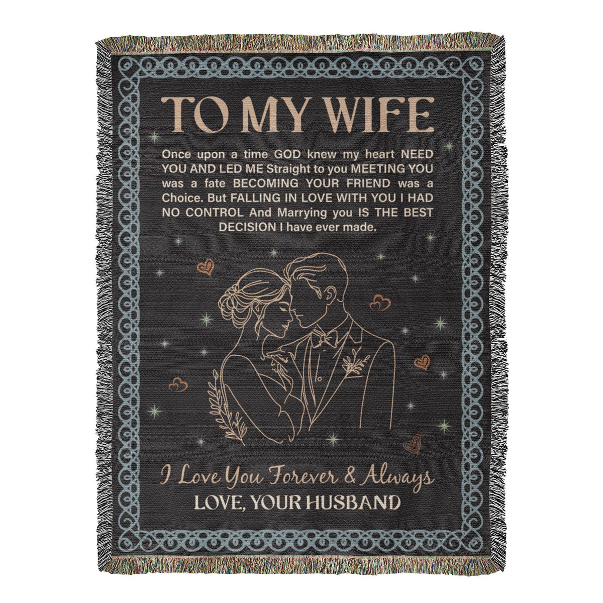 To My Wife — Heirloom Woven Blanket | Romantic Anniversary Gift | 100% Cotton