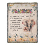 Grandma Elephant Woven Blanket | 100% Cotton | Gift for Grandmother